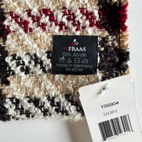 NWT! V. Fraas Cashmink Infinity Scarf. Houndstooth & Plaid. Ivory - Picture 2 of 3